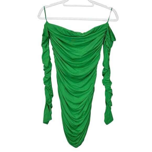 NEW The Andamane x REVOLVE Linda Ruched Mini Dress Green Size 42 / Medium - Picture 5 of 8
